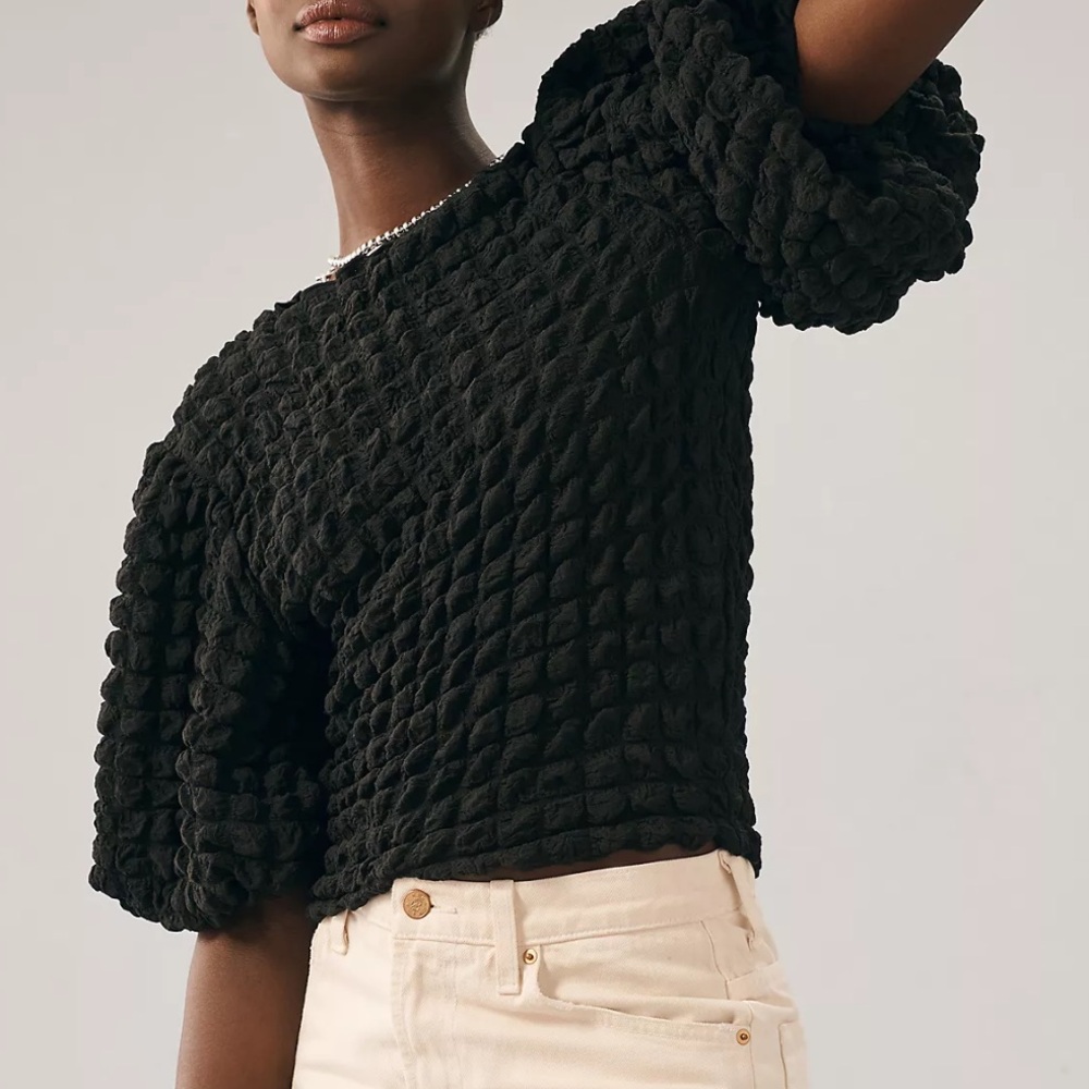 Anthropologie Black Textured Top